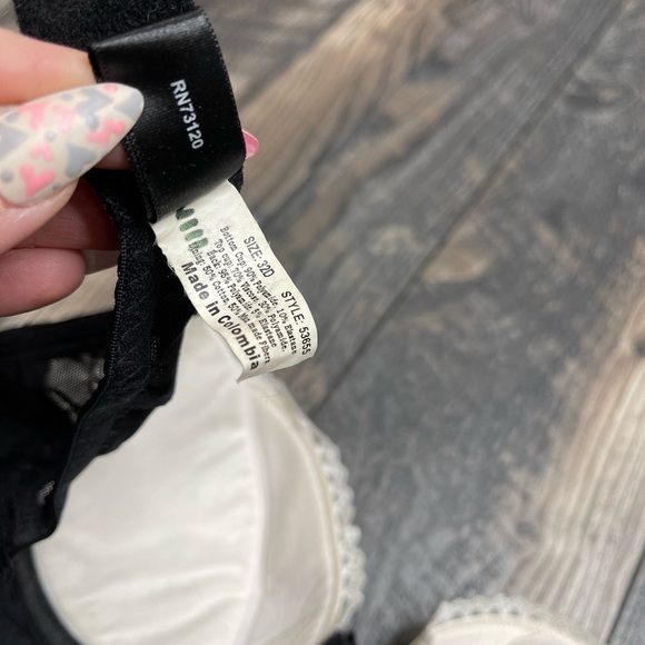 Vintage Frederick's of Hollywood Black White Lace Push-up Bra Sexy Lingerie 32D - Picture 4 of 4